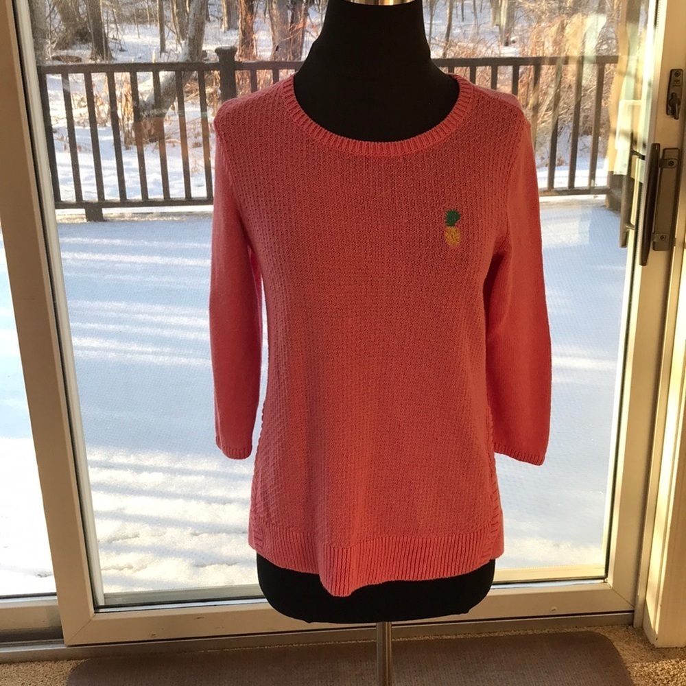 TALBOTS Pink Crew Neck Cotton and linen blend Size S sweater